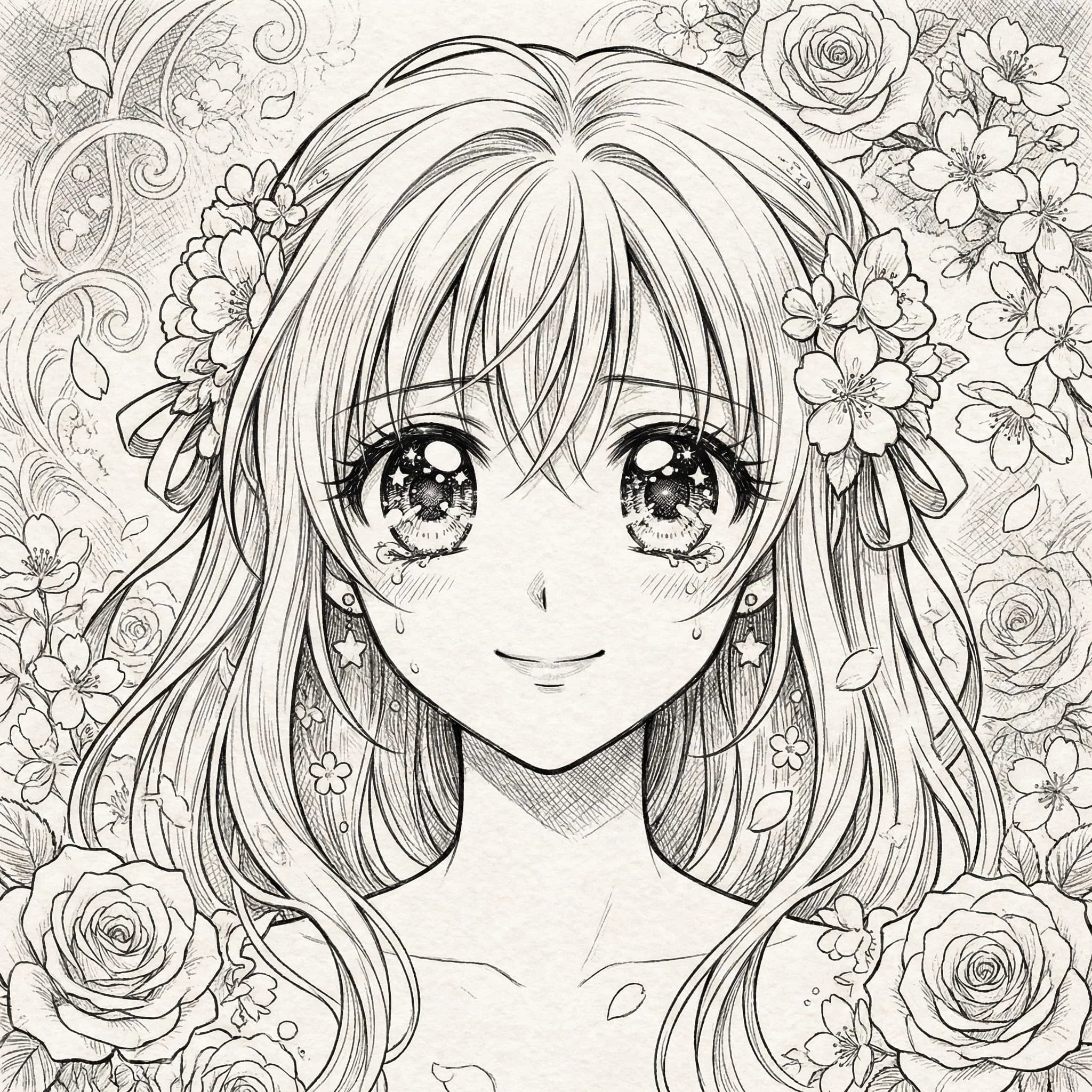 Ejemplo de generador de manga shojo con IA con retrato expresivo de personaje