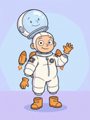 Source cartoon kid astronaut image