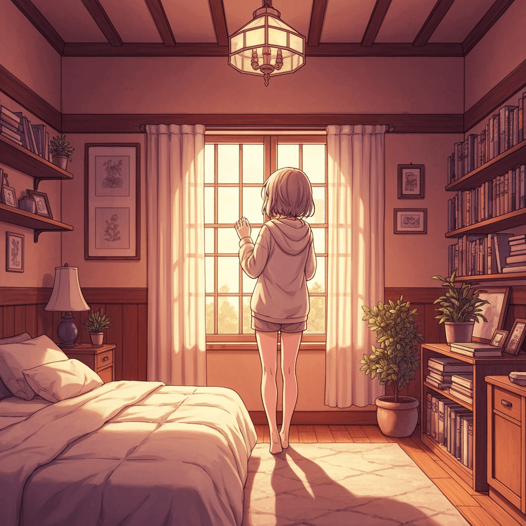 Manga room scene for slice-of-life dialogue