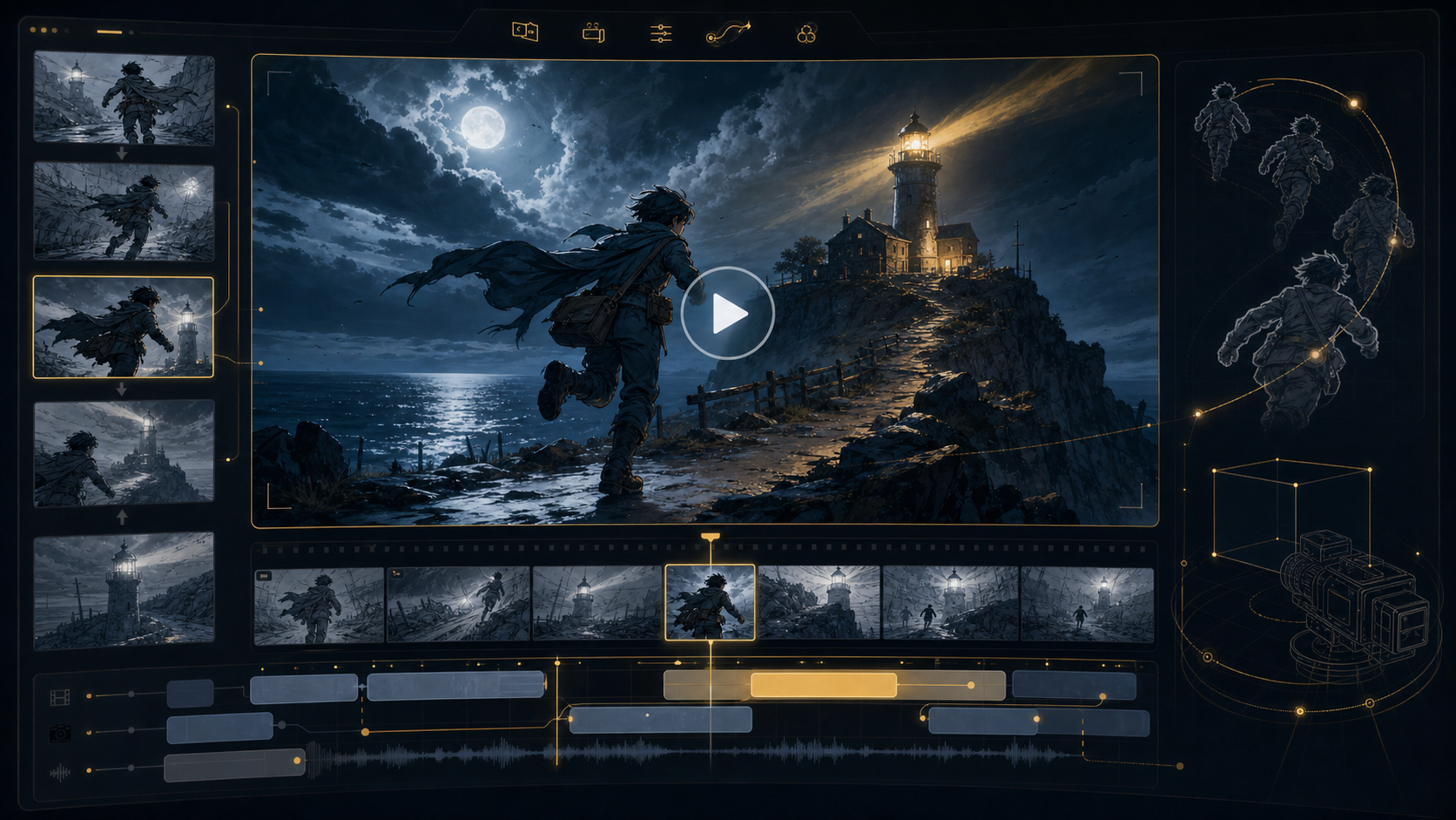 Generated AI storyboard video generation workspace preview